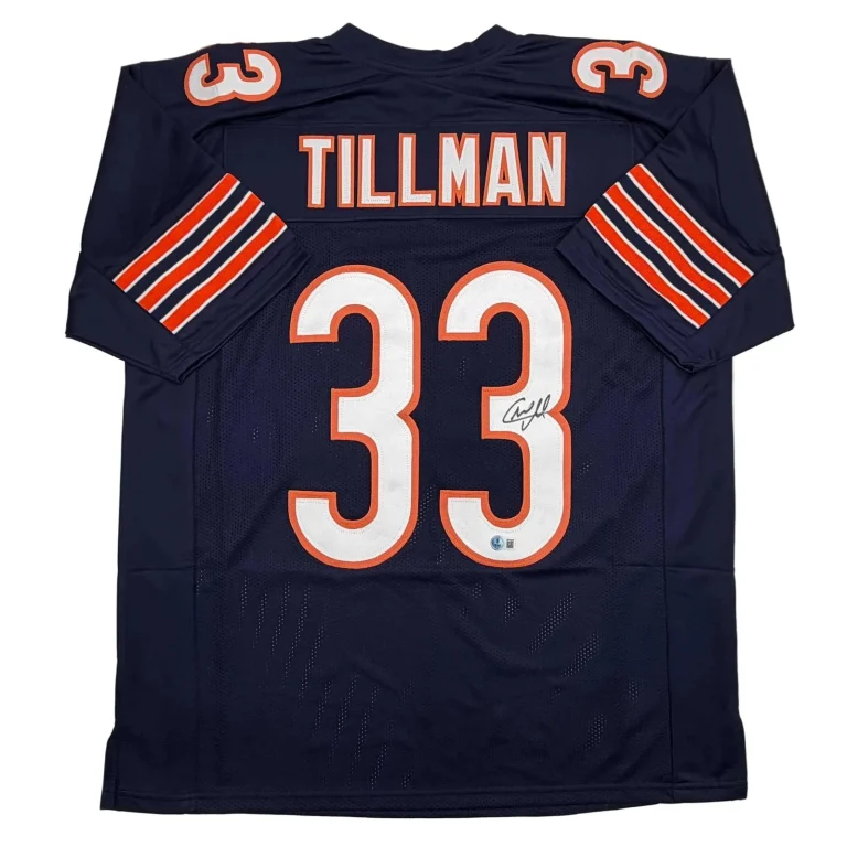 Autographed/Signed Charles Tillman Peanut Chicago Blue Jersey Beckett COA