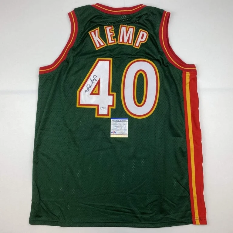 Autographed/Signed Shawn Kemp Seattle Dark Green Jersey PSA/DNA COA