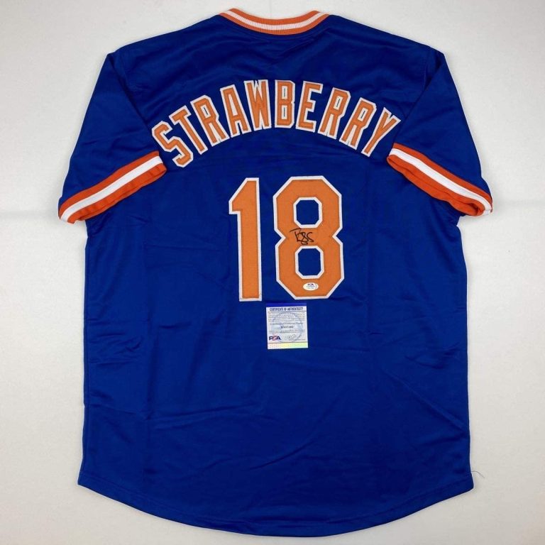 Autographed/Signed Darryl Strawberry New York Blue Jersey PSA/DNA COA