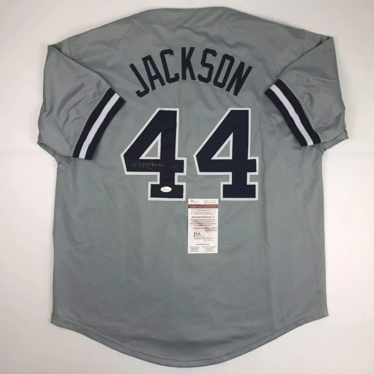 Autographed/Signed REGGIE JACKSON New York Grey Jersey JSA COA Auto