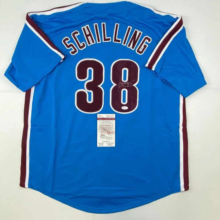 Signed Curt Schilling Philadelphia Retro Blue Jersey JSA COA Auto