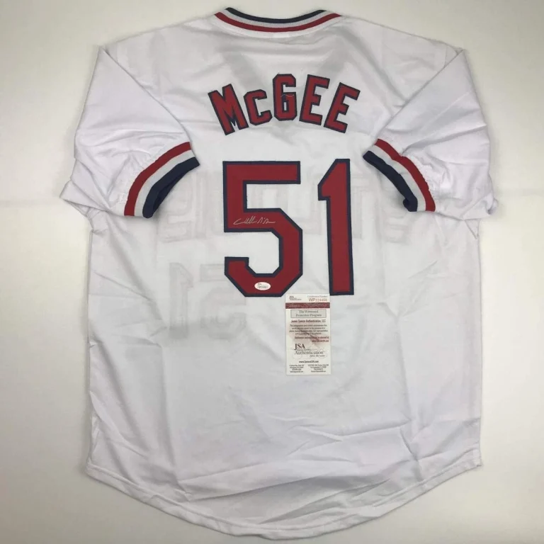Autographed/Signed WILLIE MCGEE St. Louis White Jersey JSA COA Auto