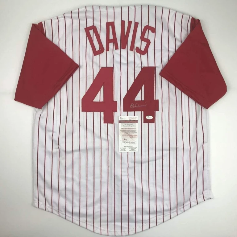 Autographed/Signed ERIC DAVIS Cincinnati Pinstripe Jersey JSA COA Auto