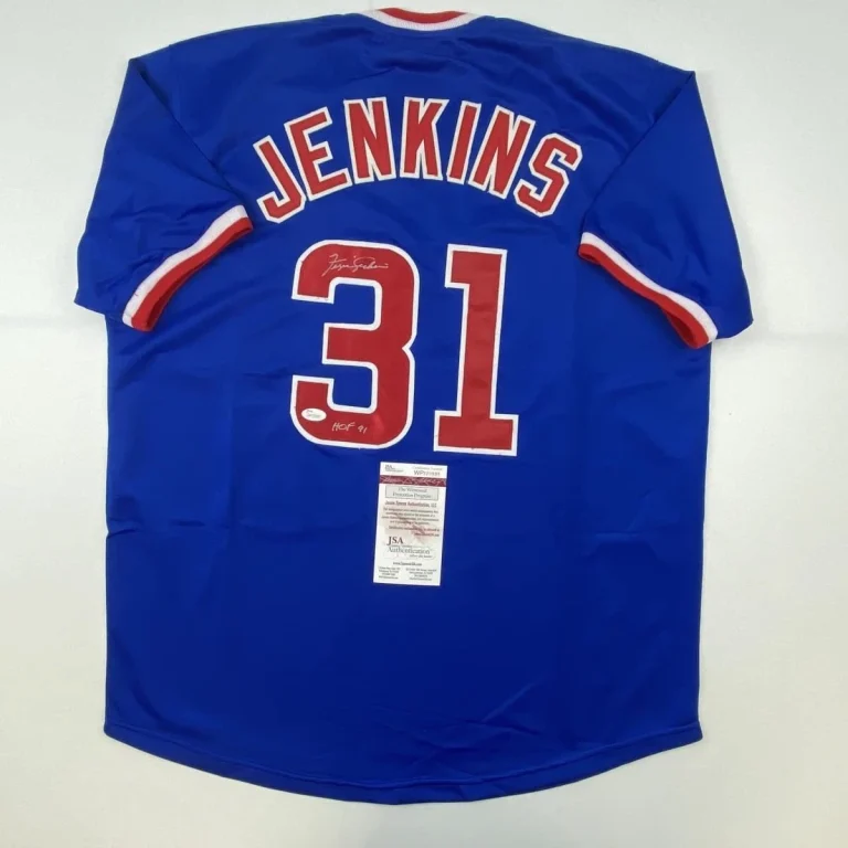 Autographed/Signed FERGIE JENKINS HOF 91 Chicago Blue Jersey JSA COA