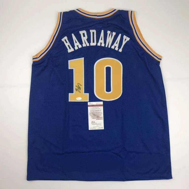 Autographed/Signed TIM HARDAWAY Golden State Blue Jersey JSA COA Auto