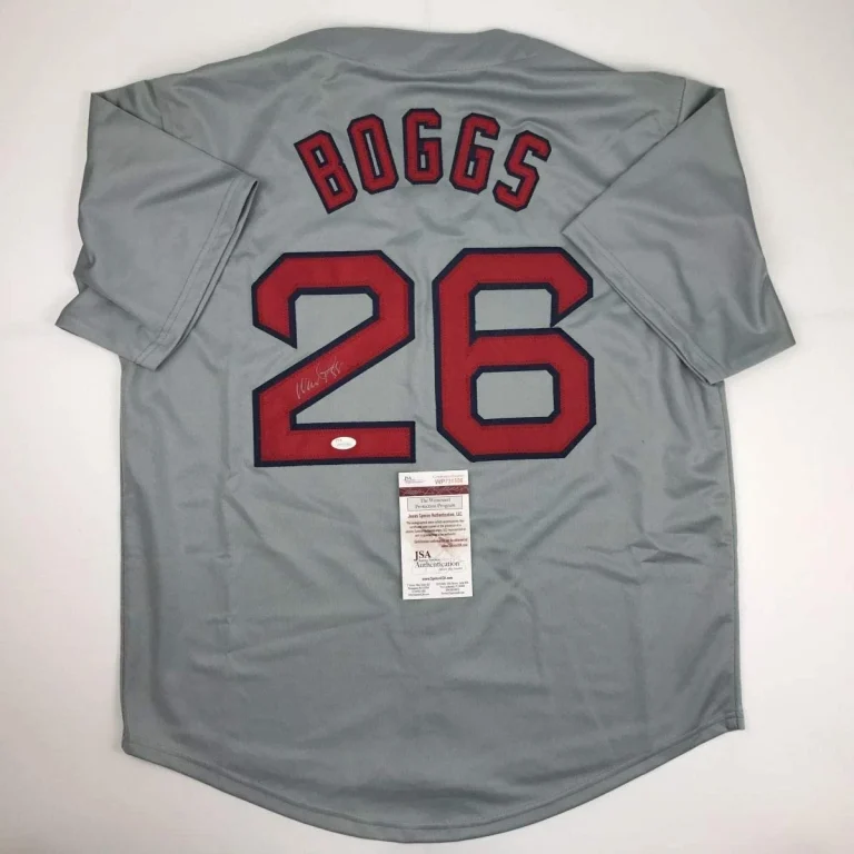 Autographed/Signed WADE BOGGS Boston Grey Baseball Jersey JSA COA Auto