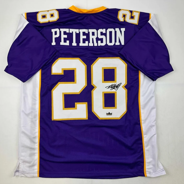 Facsimile Autographed Adrian Peterson Minnesota Purple Jersey Men's XL