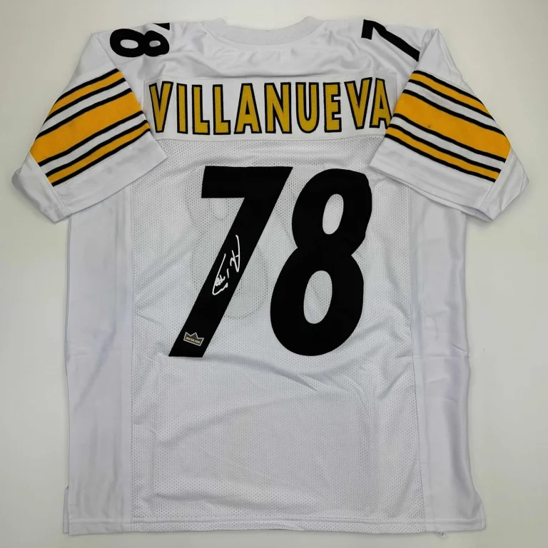 Facsimile Autographed Alejandro Villanueva Pittsburgh White Jersey XL