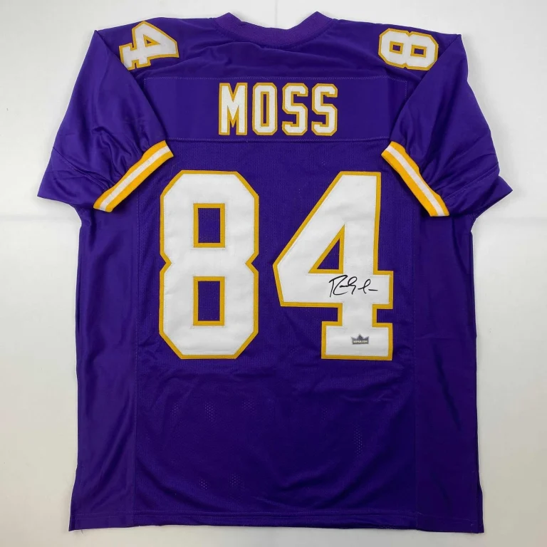 Facsimile Autographed Randy Moss Minnesota Purple Jersey Size Men's XL