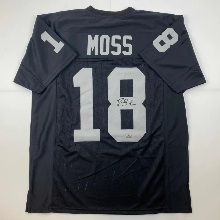 Facsimile Autographed Randy Moss Oakland Las Vegas Black Jersey Men's XL