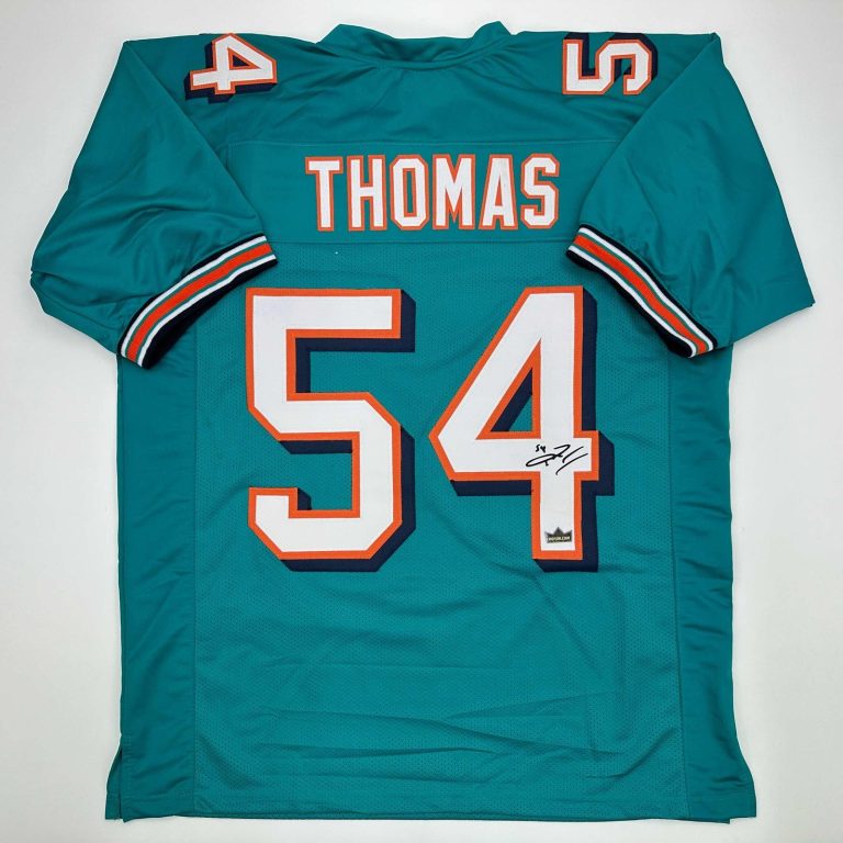 Facsimile Autographed Zach Thomas Miami Teal Reprint Jersey Size Men's XL