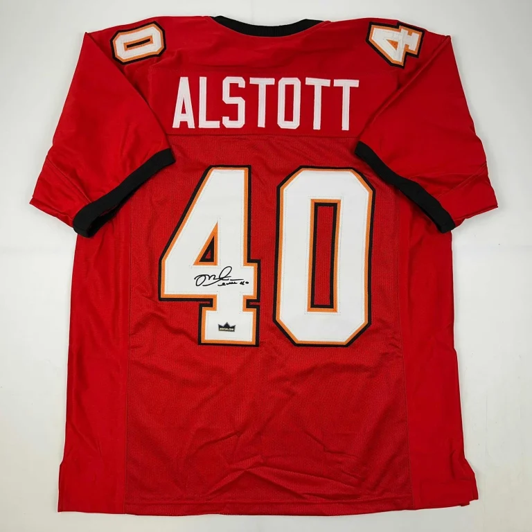 Facsimile Autographed Mike Alstott Tampa Bay Red Jersey Size Men's XL