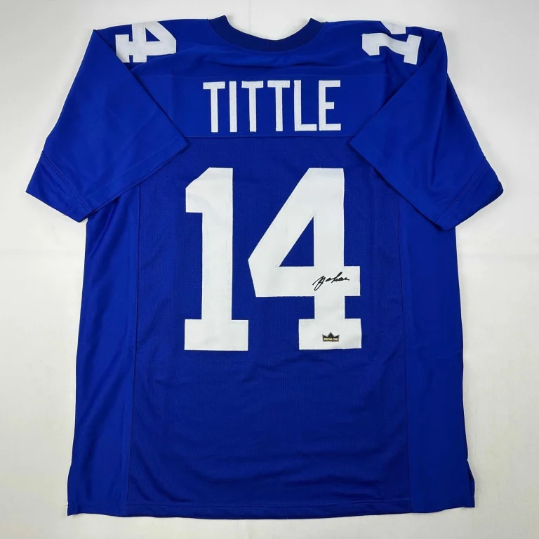 Facsimile Autographed Y.A. YA Tittle New York Blue Jersey Size Men's XL