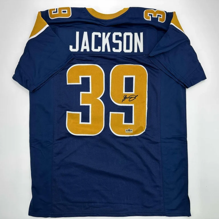 Facsimile Autographed Steven Jackson St. Louis Navy Blue Jersey Men's XL