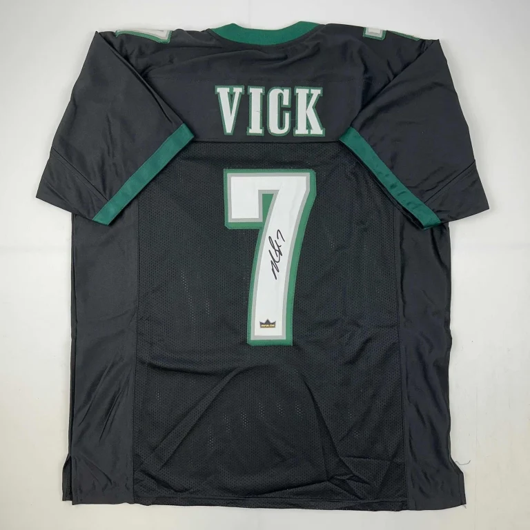 Facsimile Autographed Michael Mike Vick Philadelphia Black Jersey Men XL