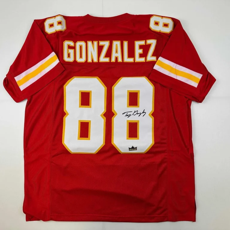 Facsimile Autographed Tony Gonzalez Kansas City Red Jersey Size Men's XL
