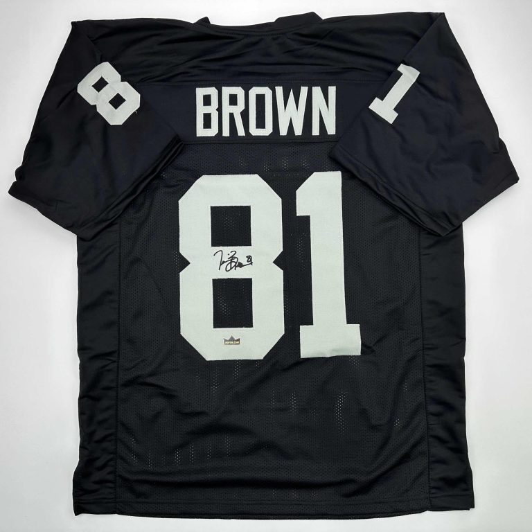 Facsimile Autographed Tim Brown Oakland Las Vegas Black Jersey Men's XL
