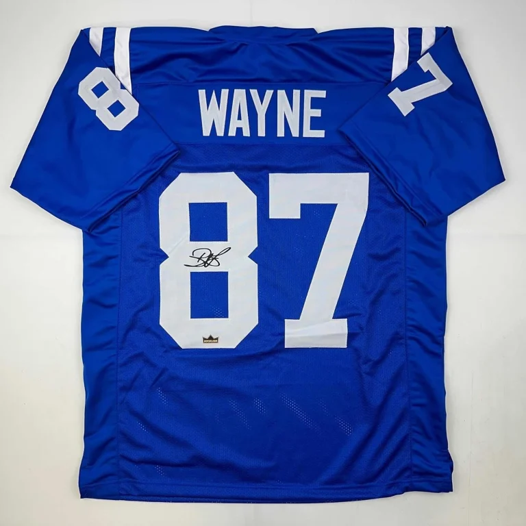 Facsimile Autographed Reggie Wayne Indianapolis Blue Jersey Size Mens XL