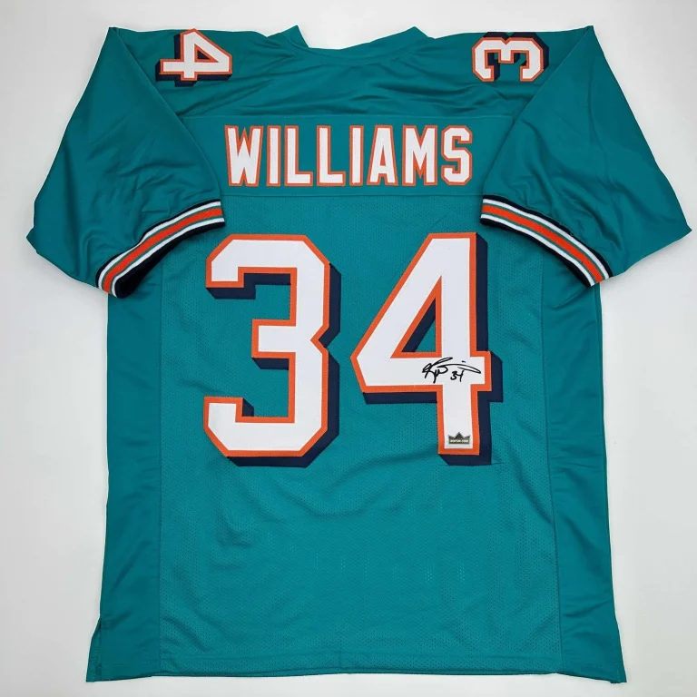 Facsimile Autographed Ricky Williams Miami Teal Jersey Size Men's XL