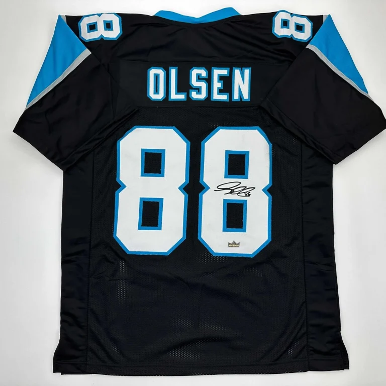 Facsimile Autographed Greg Olsen Carolina Black Jersey Size Men's XL
