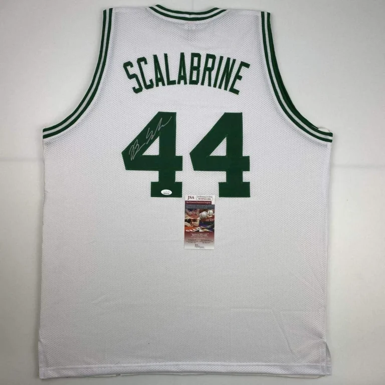 Autographed/Signed Brian Scalabrine Boston White Basketball Jersey JSA COA