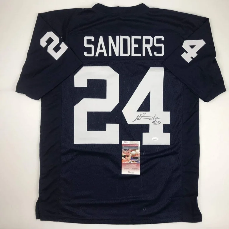 Autographed/Signed Miles Sanders Penn State Blue College Jersey JSA COA