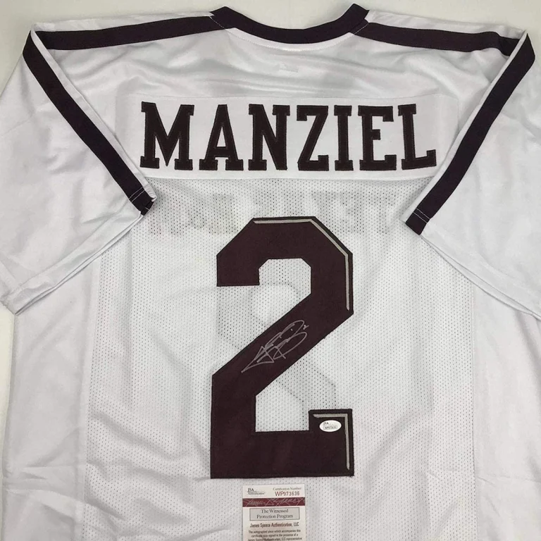 Autographed/Signed Johnny Manziel Texas A&M White College Jersey JSA COA