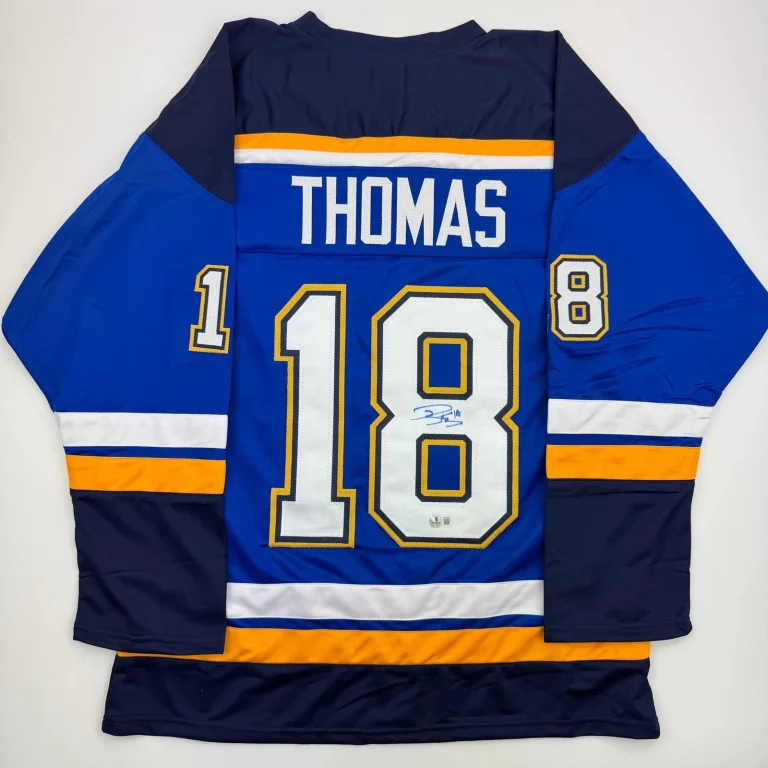 Autographed/Signed Robert Thomas St. Louis Blue Jersey Beckett BAS COA