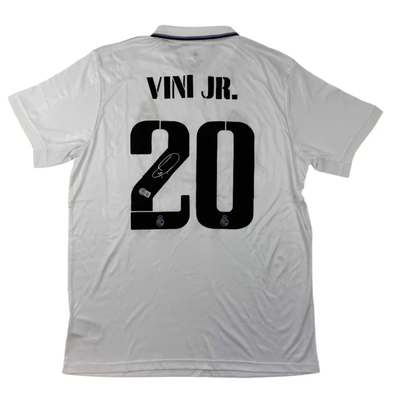 Signed Vini Vinicius Jr. Real Madrid 2022-23 White Jersey BAS COA