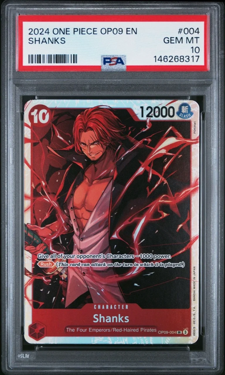 Graded 2024 One Piece Shanks 004 OP09 Trading Card Game PSA 10 Gem Mint