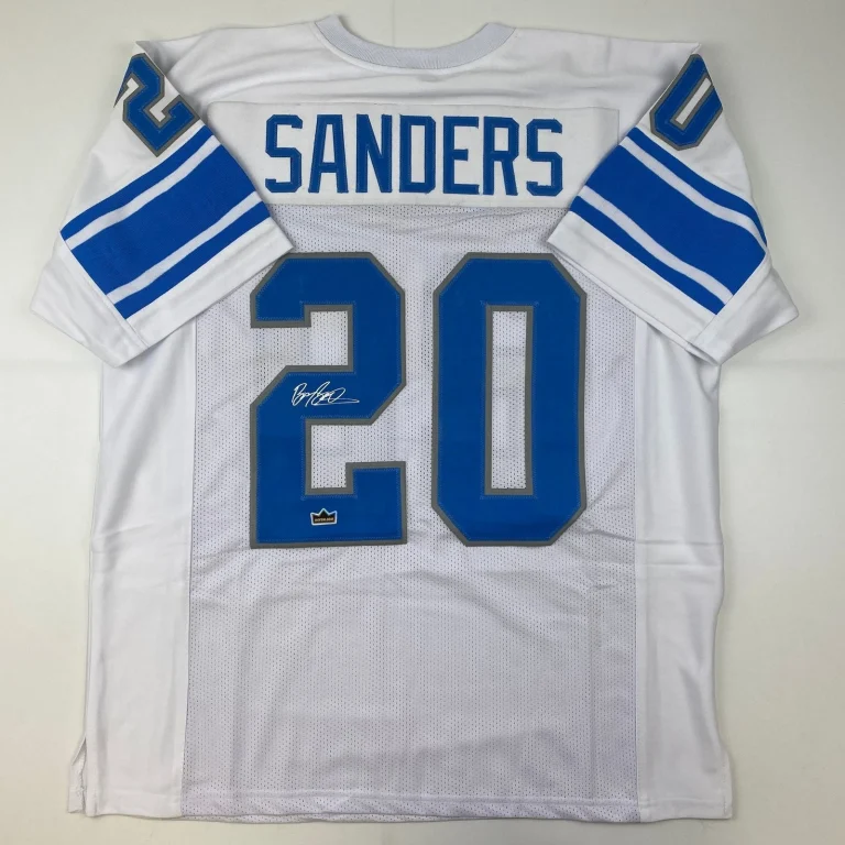 Facsimile Autographed Barry Sanders Detroit White Jersey Size Men's XL