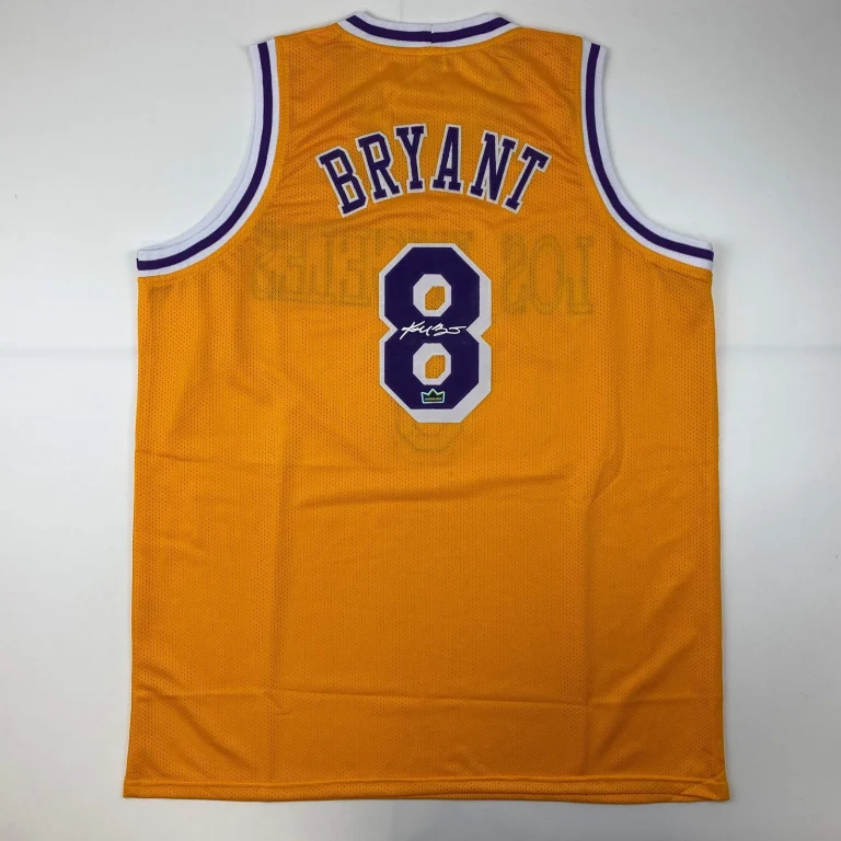 Facsimile Autographed Kobe Bryant #8 Los Angeles LA Yellow Jersey Size Men's XL