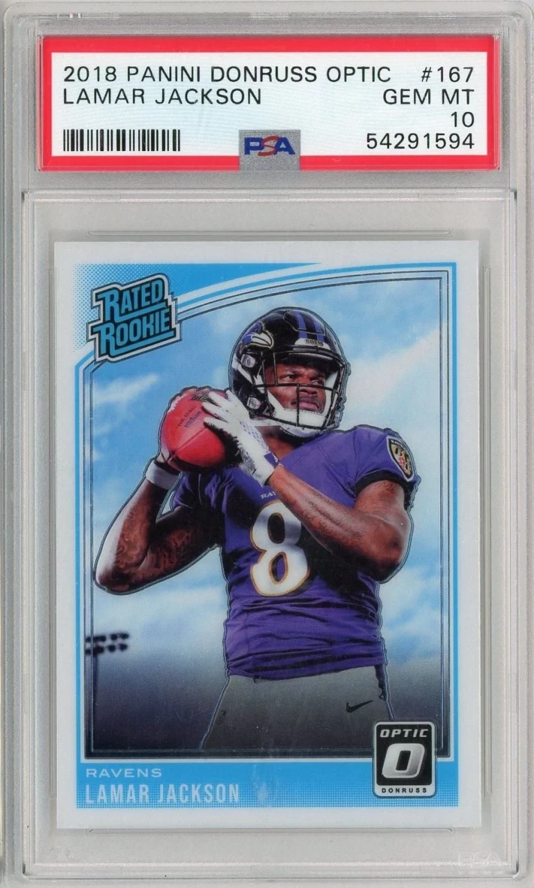 Graded 2018 Optic Lamar Jackson 167 Rookie RC Football Card PSA 10 Gem Mint