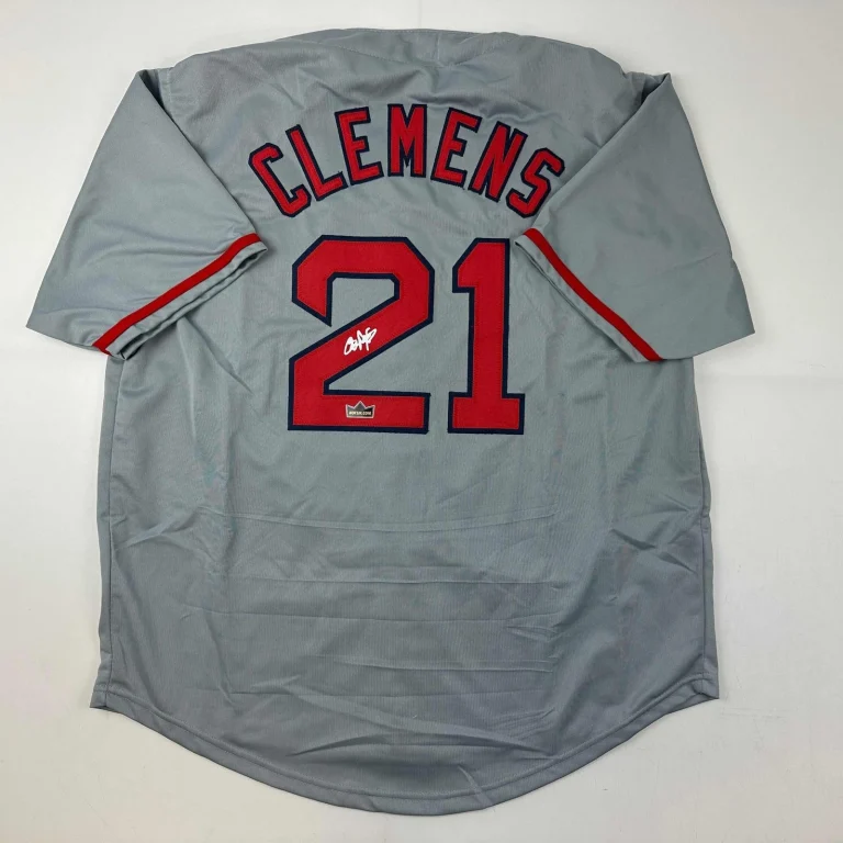 Facsimile Autographed Roger Clemens Boston Grey Jersey Size Men's XL