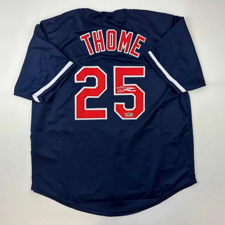 Facsimile Autographed Jim Thome Cleveland Blue Reprint Jersey Size Men's XL