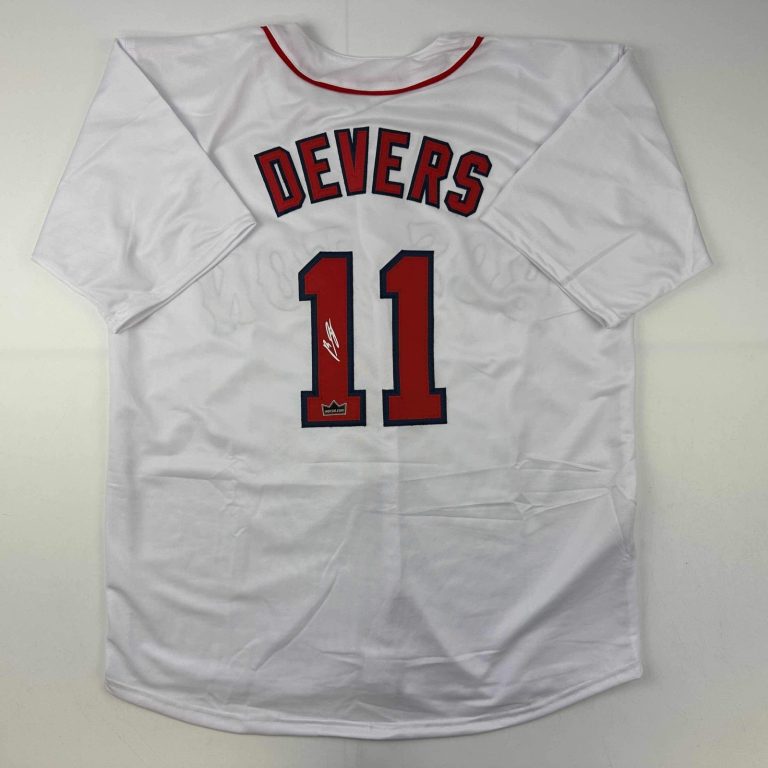 Facsimile Autographed Rafael Devers Boston White Reprint Jersey Size Men's XL