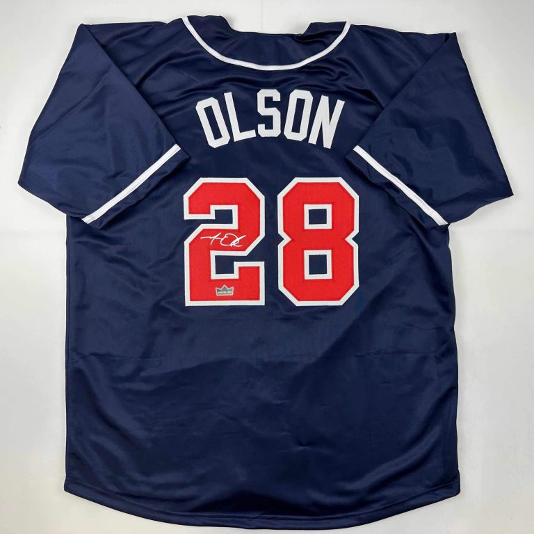 Facsimile Autographed Matt Olson Atlanta Blue Reprint Jersey Size Men's XL