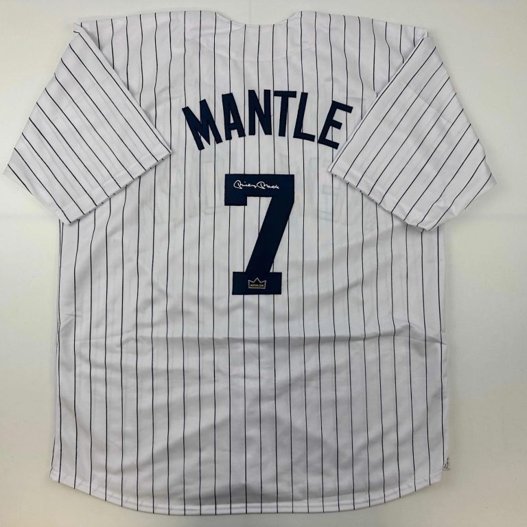 Facsimile Autographed Mickey Mantle New York Pinstripe Reprint Auto Jersey XL