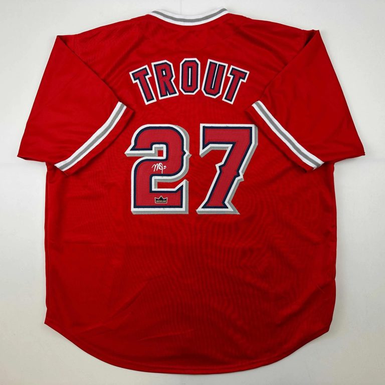 Facsimile Autographed Mike Trout Los Angeles Anaheim Red Reprint Auto Jersey XL