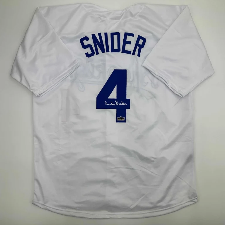 Facsimile Autographed Duke Snider Brooklyn Los Angeles White Reprint Jersey XL