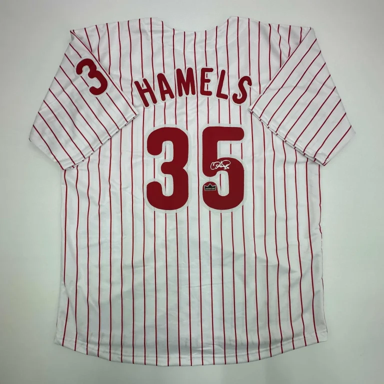 Facsimile Autographed Cole Hamels Philadelphia Pinstripe Reprint Jersey Men's XL