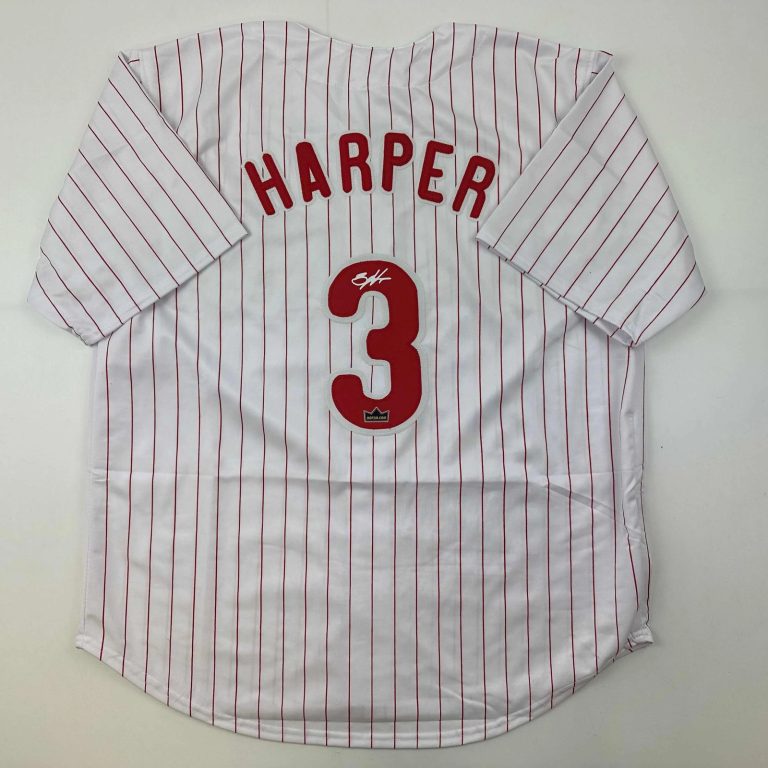 Facsimile Autographed Bryce Harper Philadelphia Pinstripe Reprint Auto Jersey XL