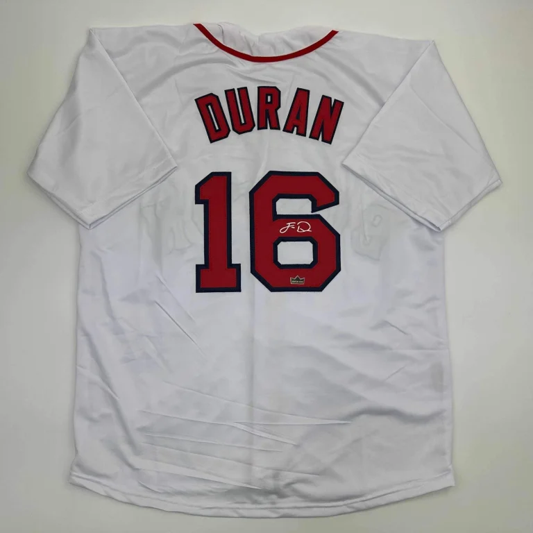 Facsimile Autographed Jarren Duran Boston White Reprint Jersey Size Men's XL