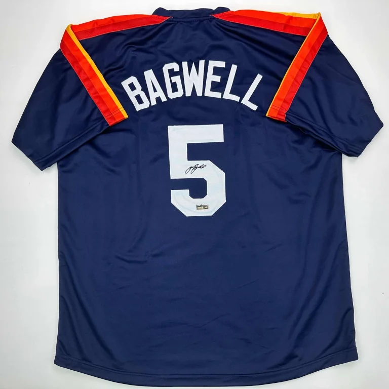 Facsimile Autographed Jeff Bagwell Houston Blue Reprint Jersey Size Men's XL