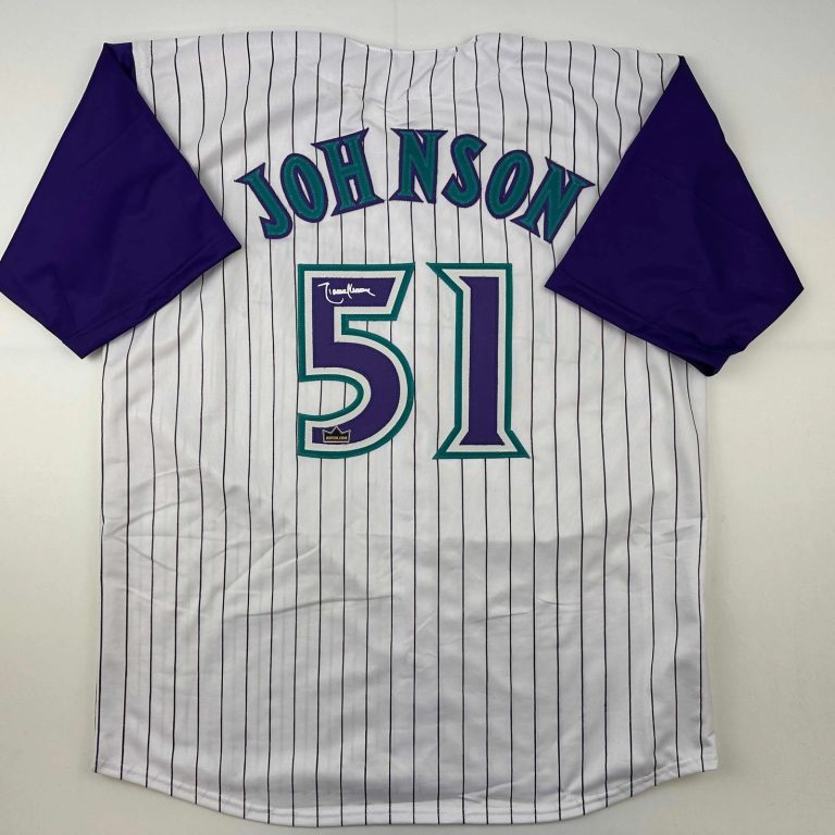 Facsimile Autographed Randy Johnson Arizona Pinstripe Reprint Auto Jersey XL