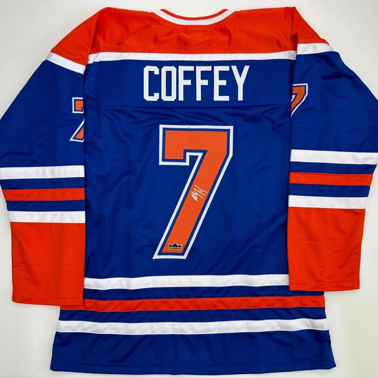 Facsimile Autographed Paul Coffey Edmonton Blue Reprint Jersey Size Men's XL