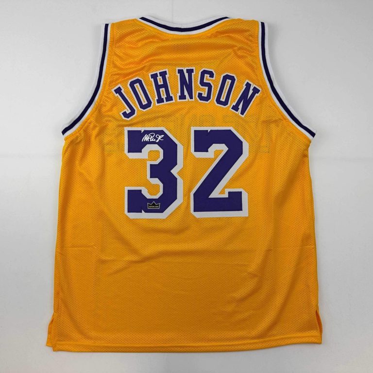 Facsimile Autographed Earvin Magic Johnson Los Angeles LA Yellow Auto Jersey XL