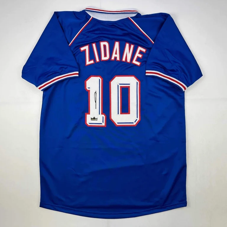 Facsimile Autographed Zinedine Zidane France Blue World Cup Reprint Jersey XL