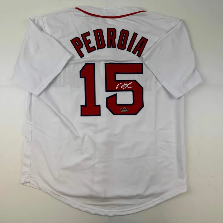 Facsimile Autographed Dustin Pedroia Boston White Reprint Jersey Size Men's XL
