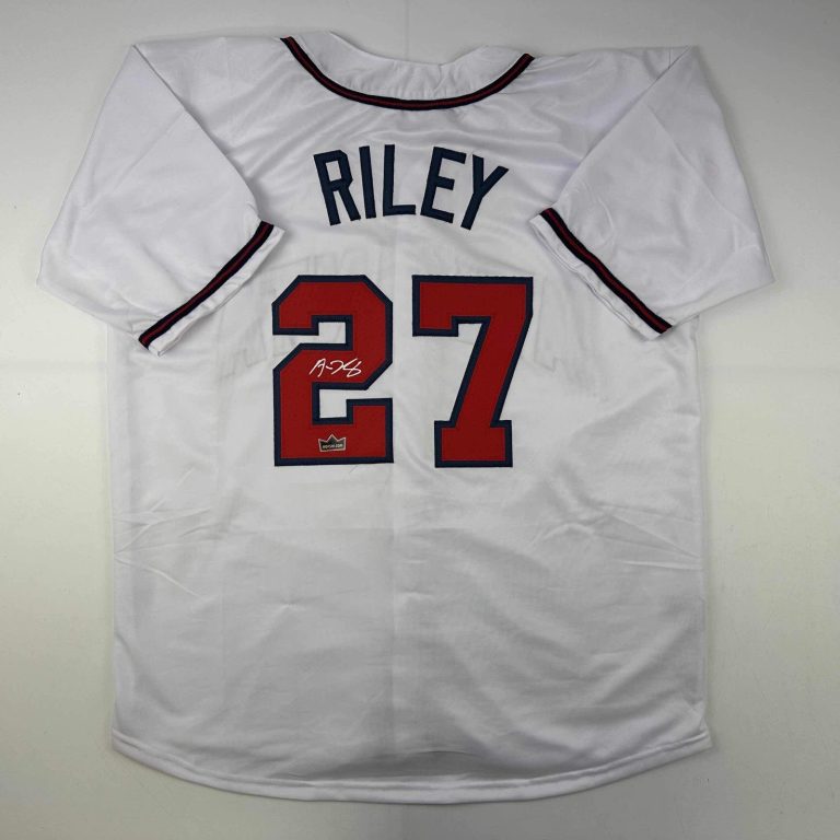 Facsimile Autographed Austin Riley Atlanta White Reprint Jersey Size Men's XL